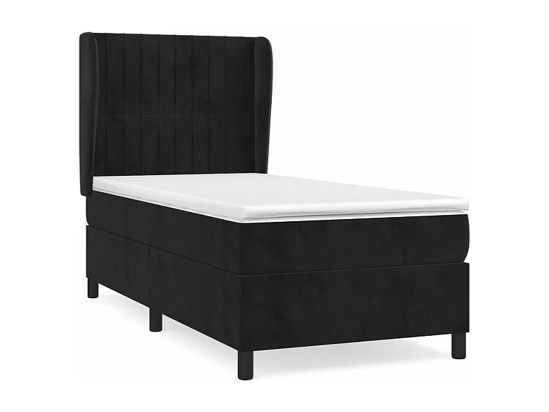 Sommier à lattes de lit avec matelas Noir 100x200 Velours