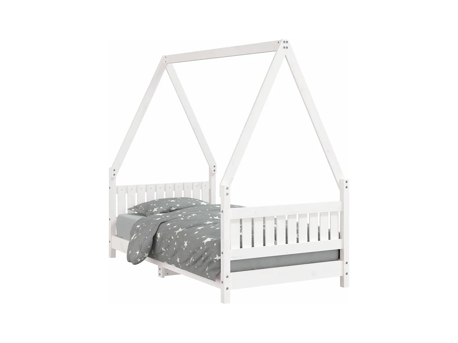 Cadre de lit pour enfant blanc 80x160 bois de pin massif