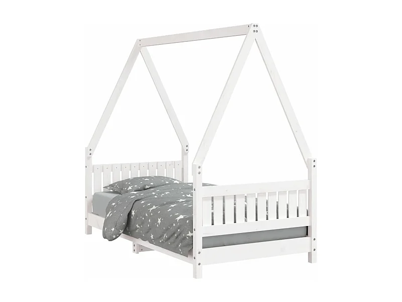 Cadre de lit pour enfant blanc 80x160 bois de pin massif