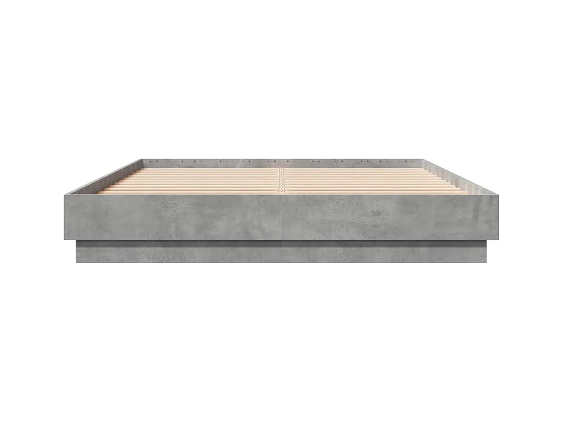 Cadre de lit avec lumières LED gris béton 160x200