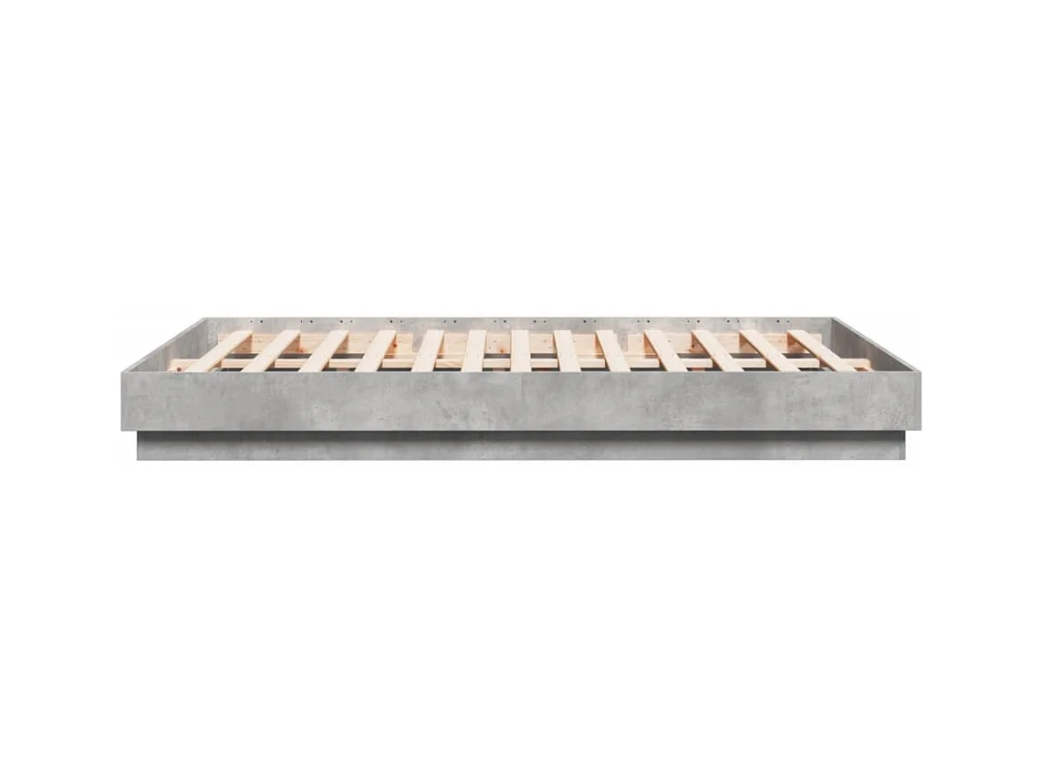 Cadre de lit avec lumières LED gris béton 160x200