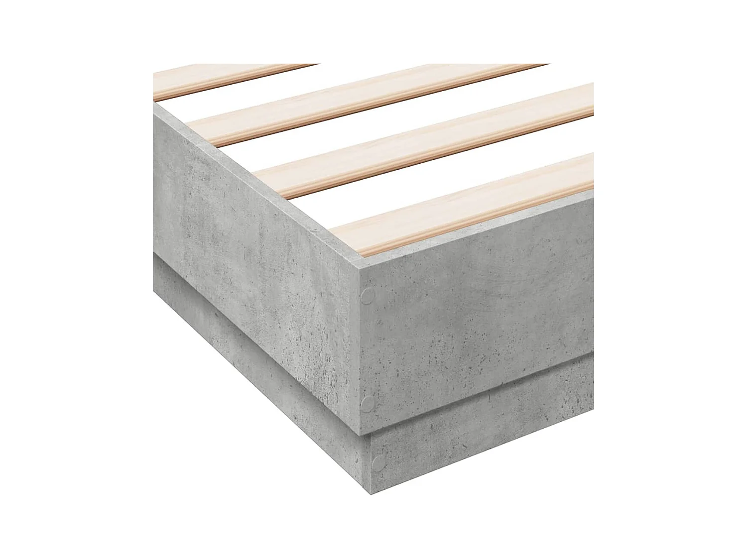 Cadre de lit avec lumières LED gris béton 160x200