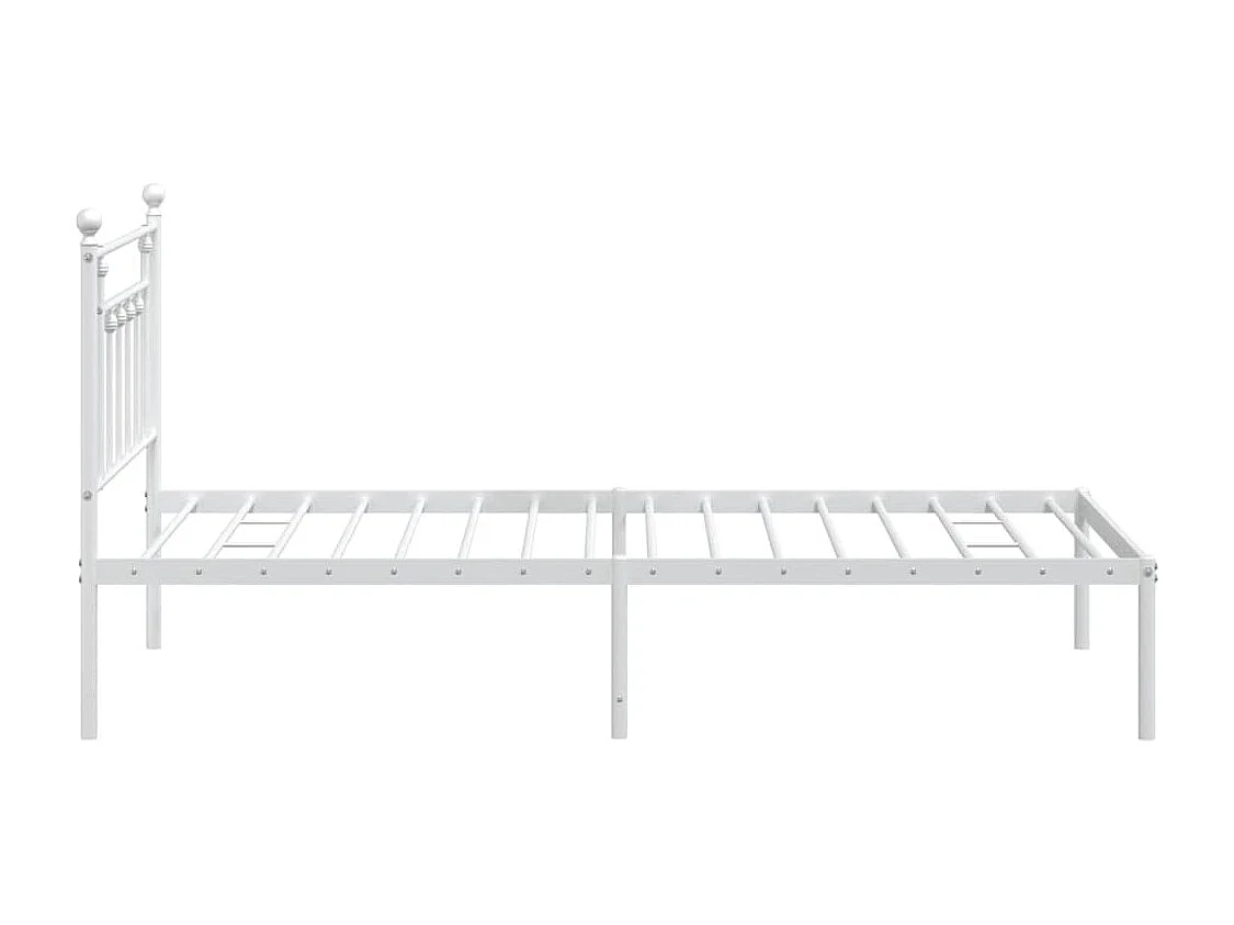 Cadre de lit métal avec tête de lit blanc 107x203