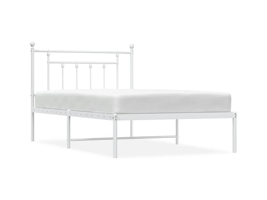Cadre de lit métal avec tête de lit blanc 107x203