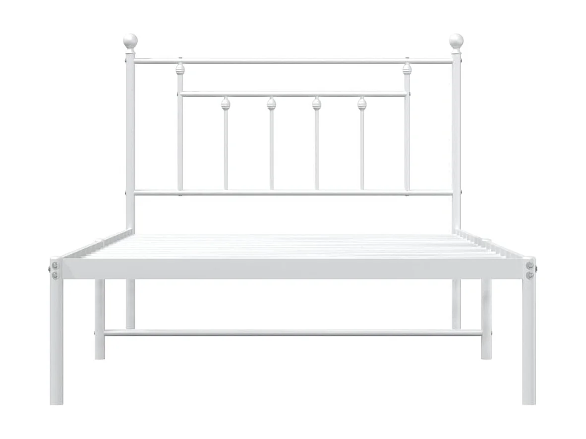 Cadre de lit métal avec tête de lit blanc 107x203