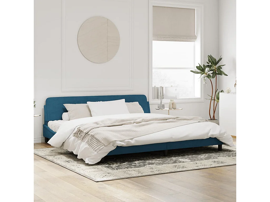 Cadre de lit avec tête de lit bleu 200x200 velours