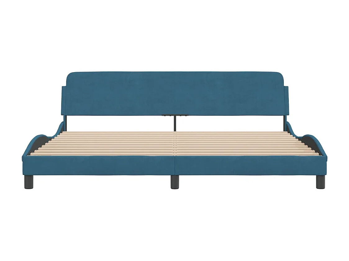 Cadre de lit avec tête de lit bleu 200x200 velours