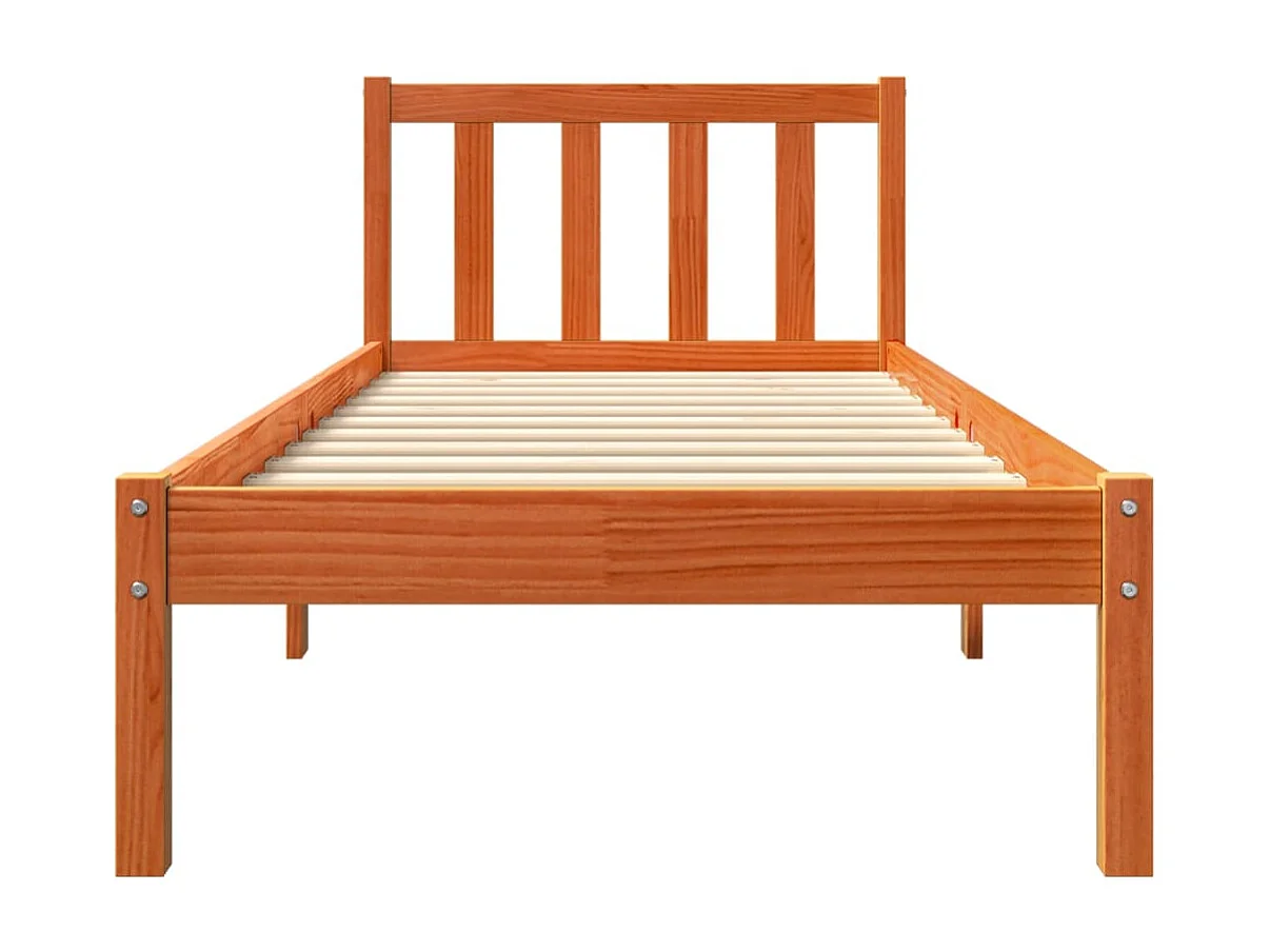 Cadre de lit marron 75x190 bois de pin massif