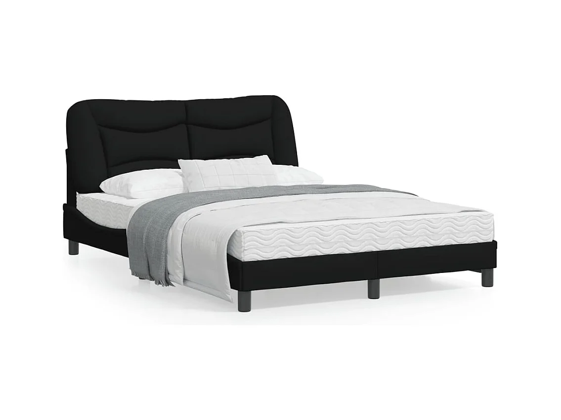 Cadre de lit avec tête de lit Noir 140x200 Tissu
