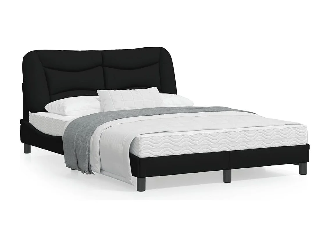 Cadre de lit avec tête de lit Noir 140x200 Tissu