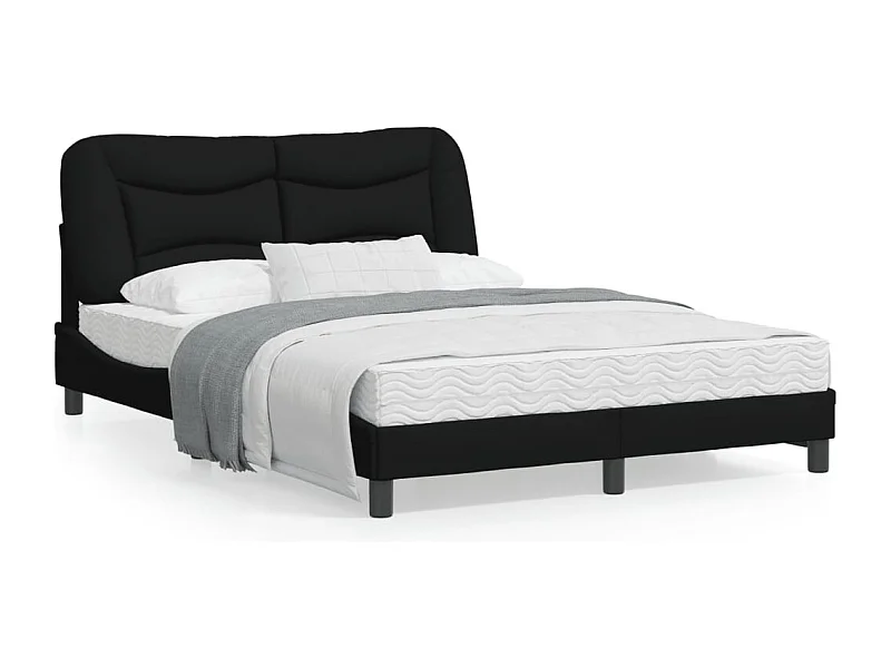 Cadre de lit avec tête de lit Noir 140x200 Tissu