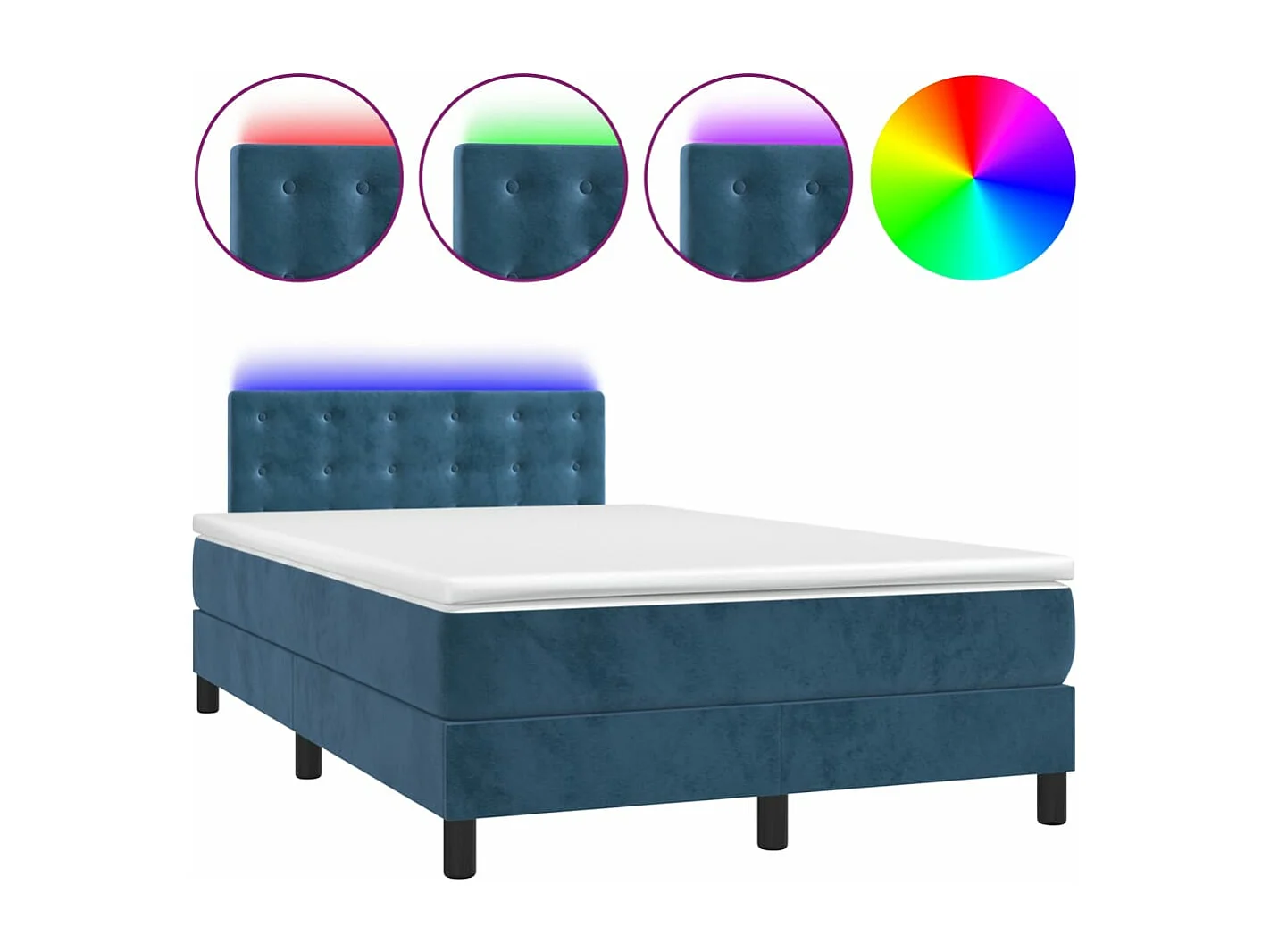 Sommier à lattes de lit avec matelas LED bleu foncé 120x190