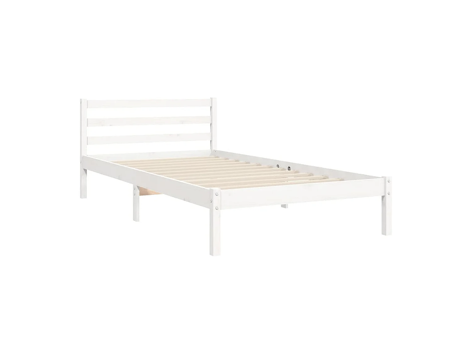 Cadre de lit avec tête de lit blanc simple bois massif