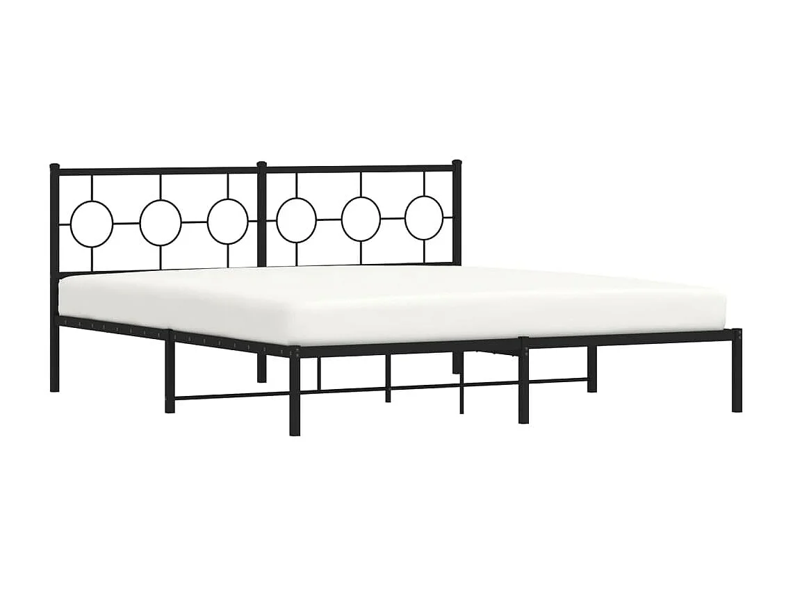 Cadre de lit métal avec tête de lit noir 180x200