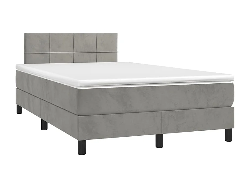 Sommier à lattes de lit avec matelas LED gris clair 120x190