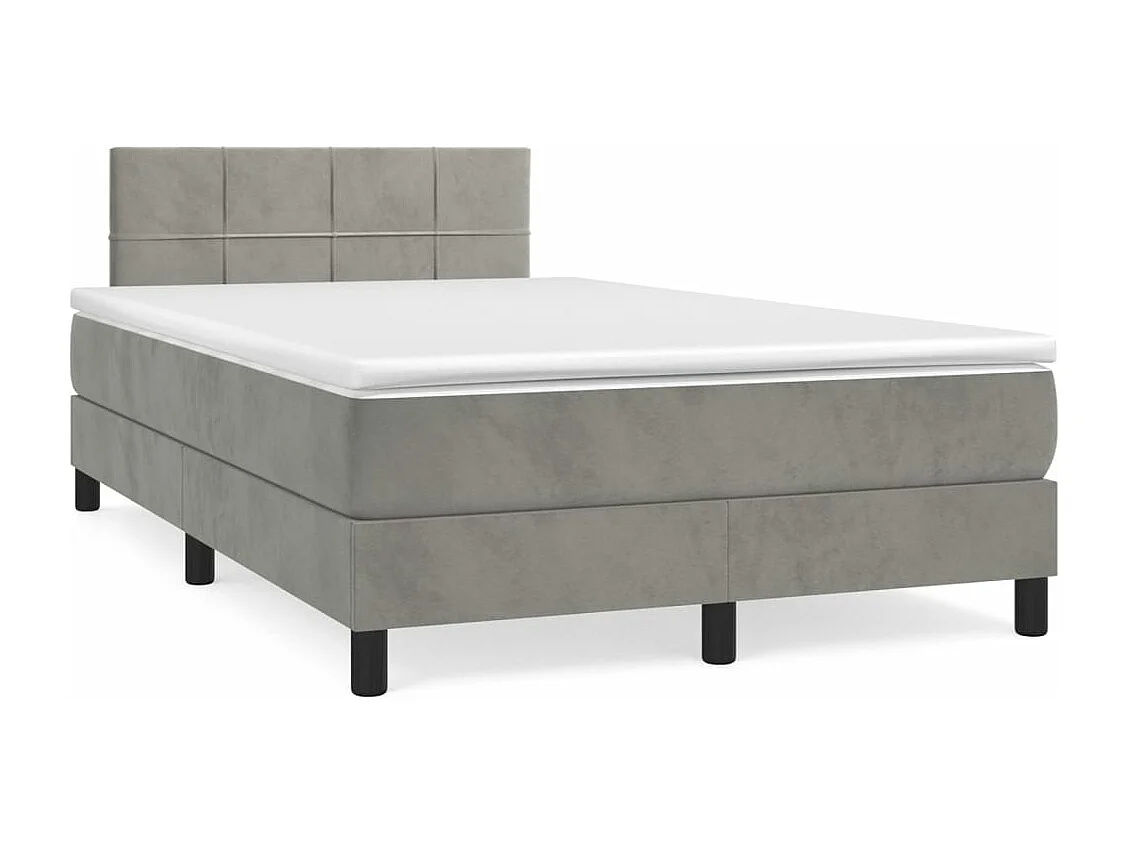 Sommier à lattes de lit avec matelas LED gris clair 120x190