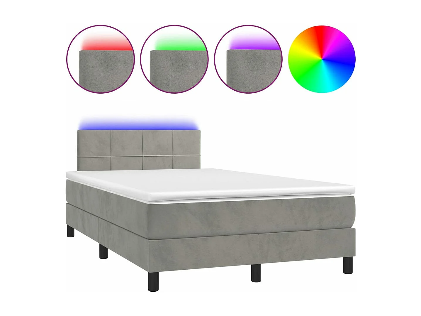 Sommier à lattes de lit avec matelas LED gris clair 120x190