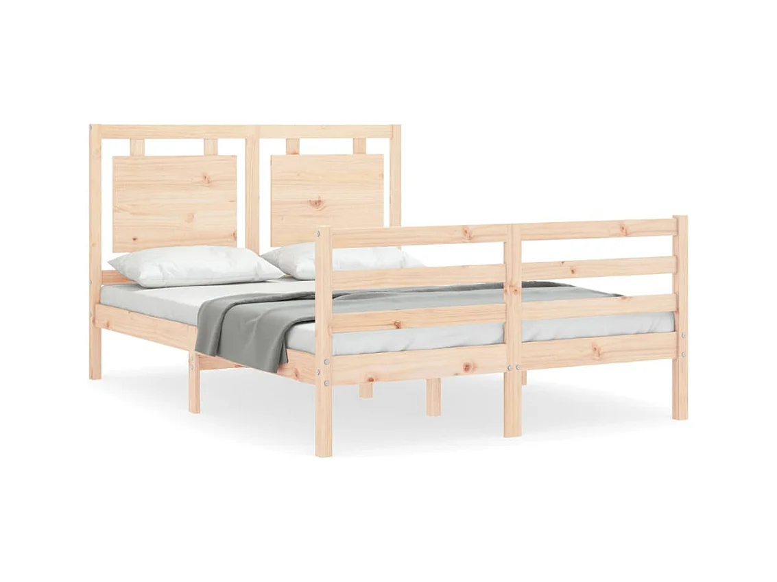 Bedframe met hoofdbord massief hout 140x190 cm