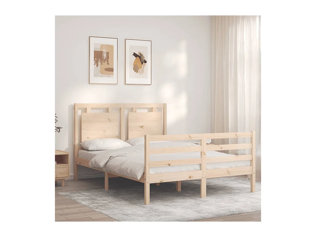 Cadre de lit avec tête de lit 140x190 bois massif