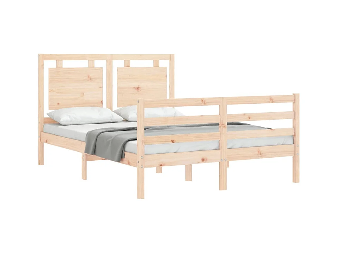 Cadre de lit avec tête de lit 140x190 bois massif
