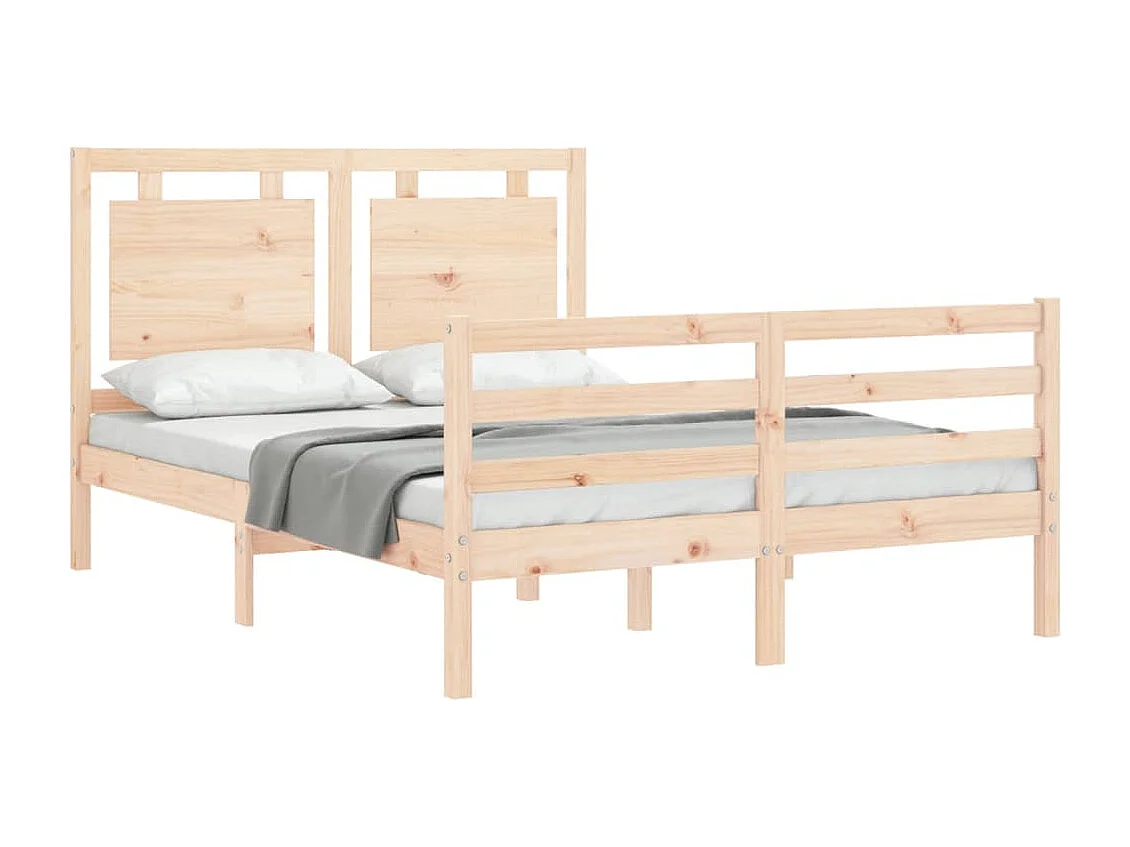 Bedframe met hoofdbord massief hout 140x190 cm