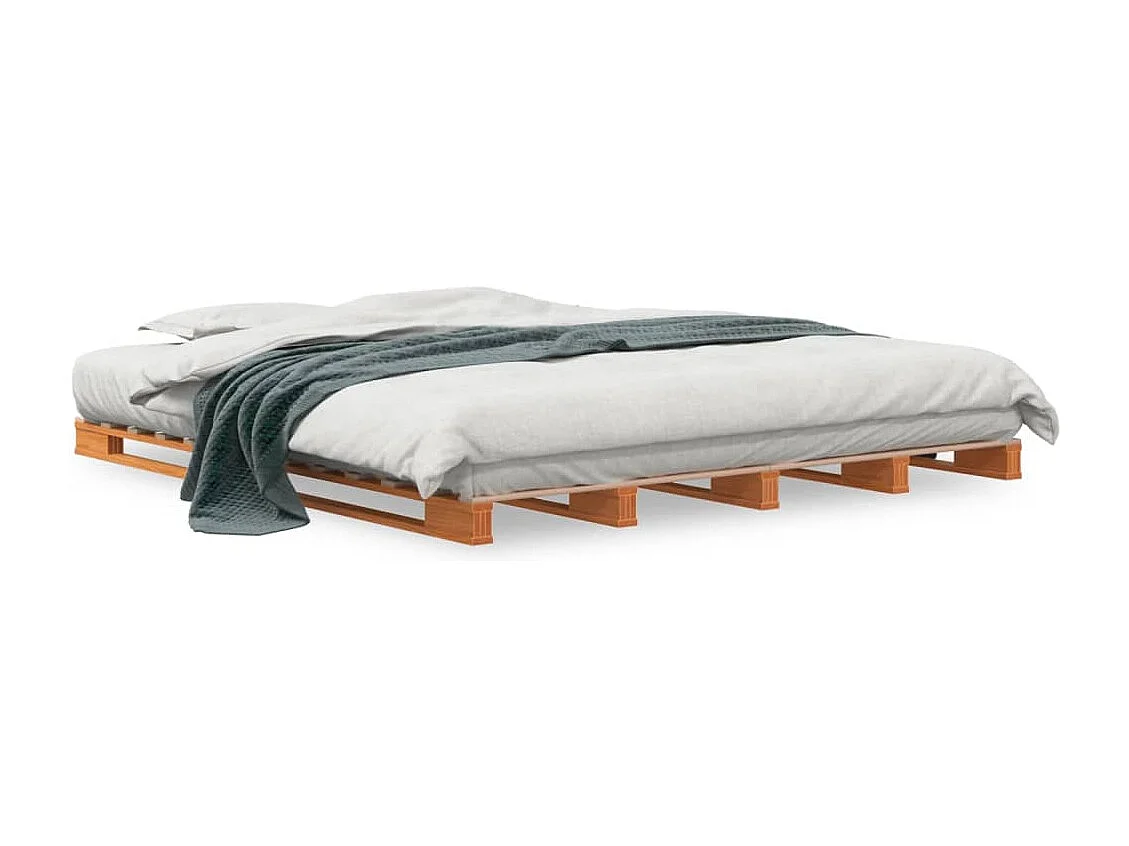 Lit de palette marron 180x200 bois de pin massif