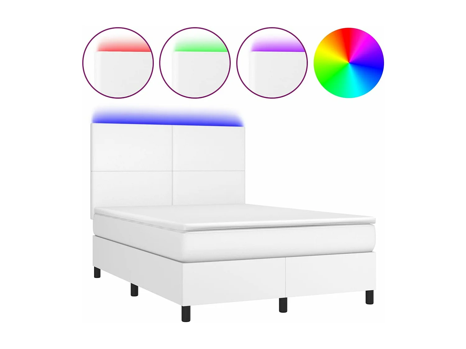 Sommier à lattes de lit avec matelas et LED Blanc 140x200