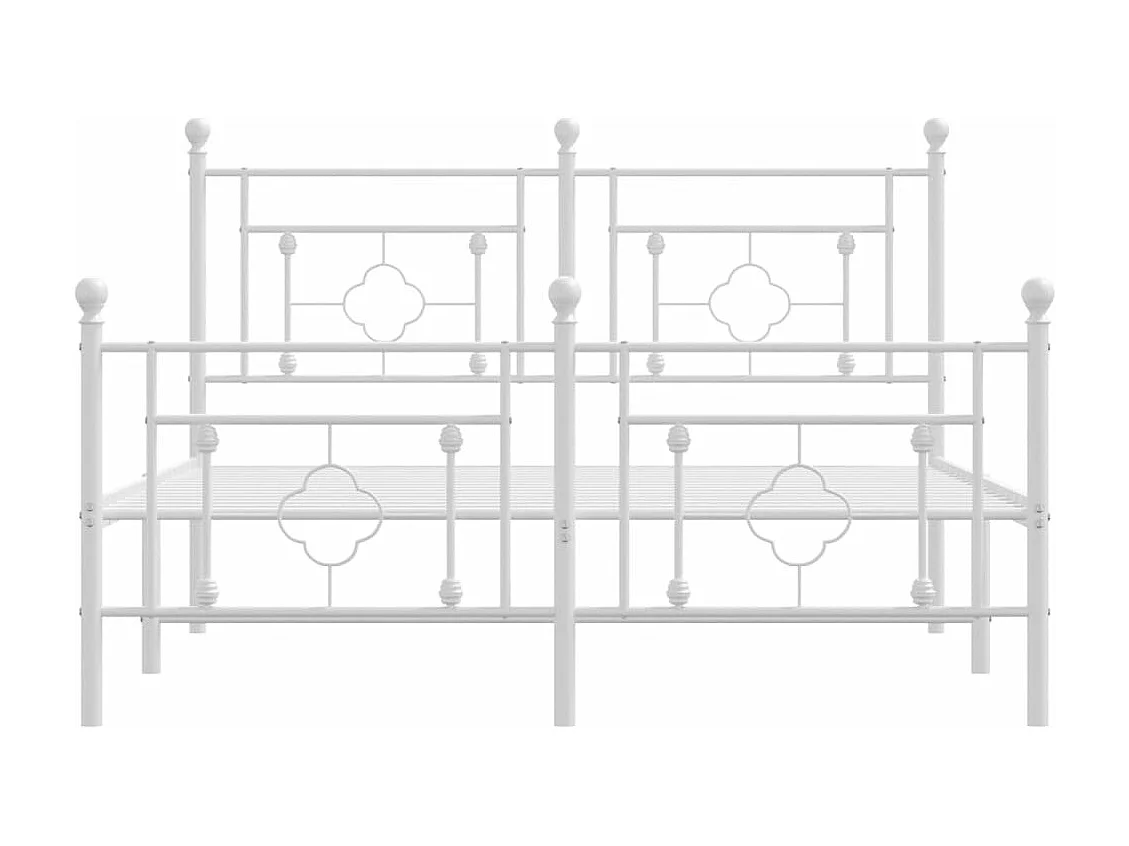 Cadre de lit métal avec tête de lit-pied de lit blanc 140x190