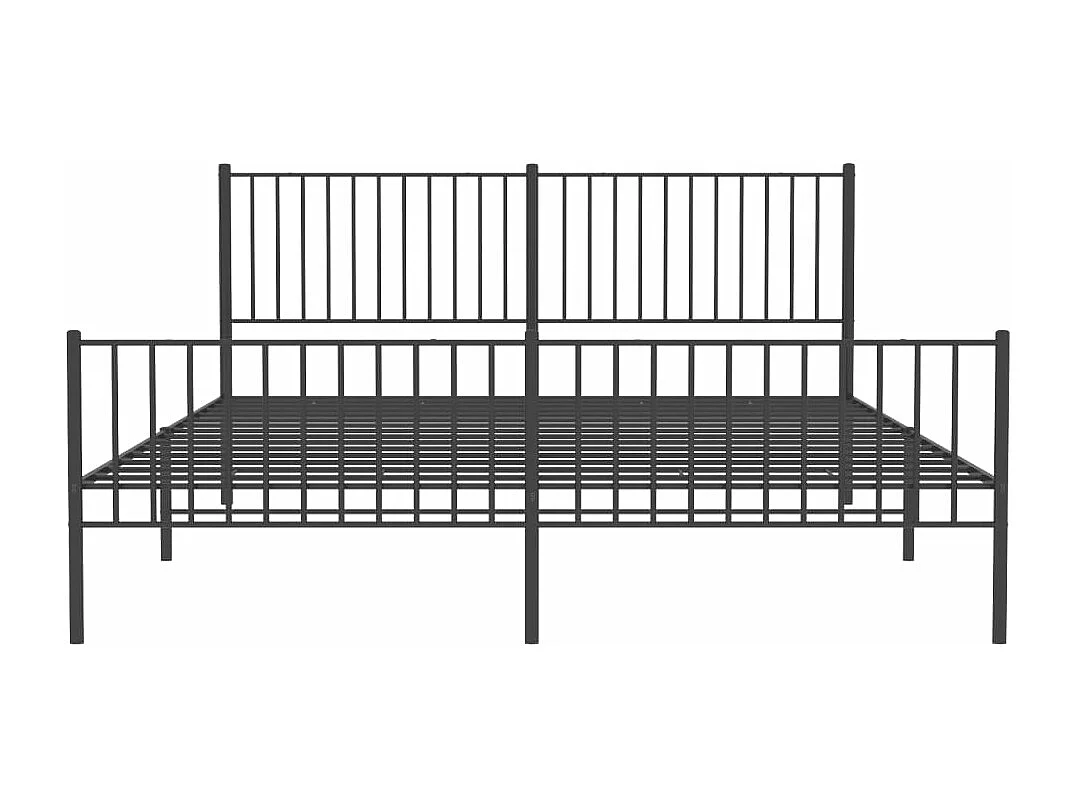 Cadre de lit métal avec tête de lit-pied de lit noir 183x213