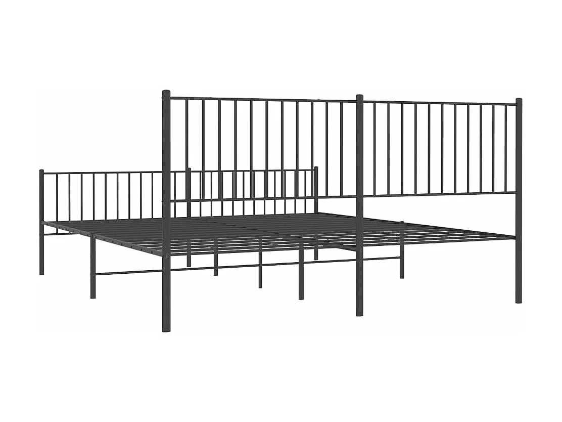 Cadre de lit métal avec tête de lit-pied de lit noir 183x213