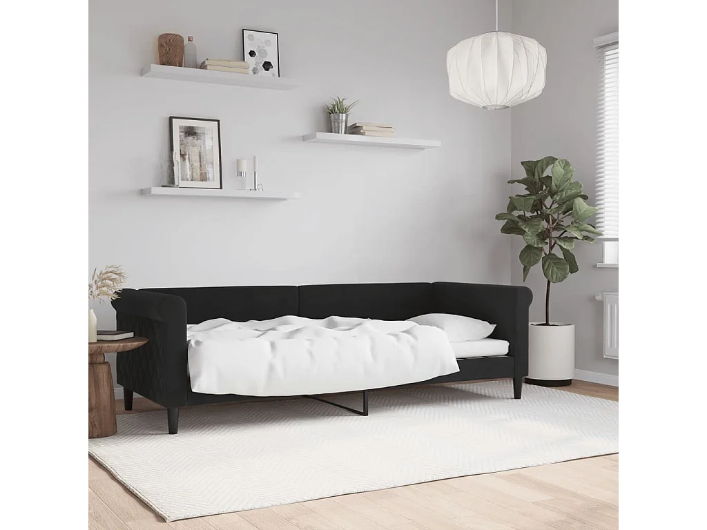Lit de repos noir 80x200 velours