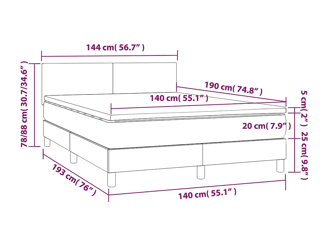 Sommier à lattes de lit avec matelas Noir 140x190 Tissu