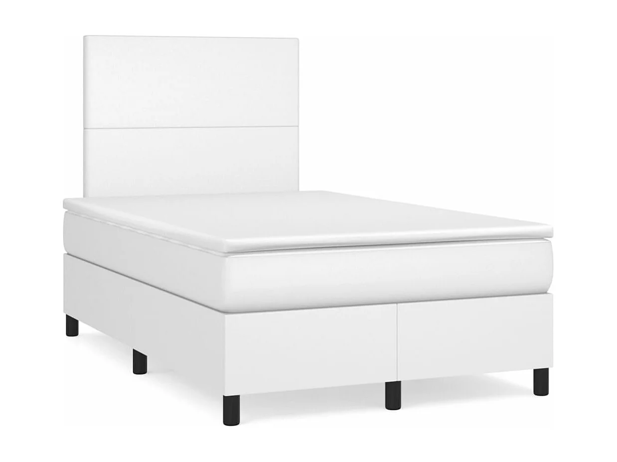 Sommier à lattes de lit matelas LED blanc 120x190 similicuir