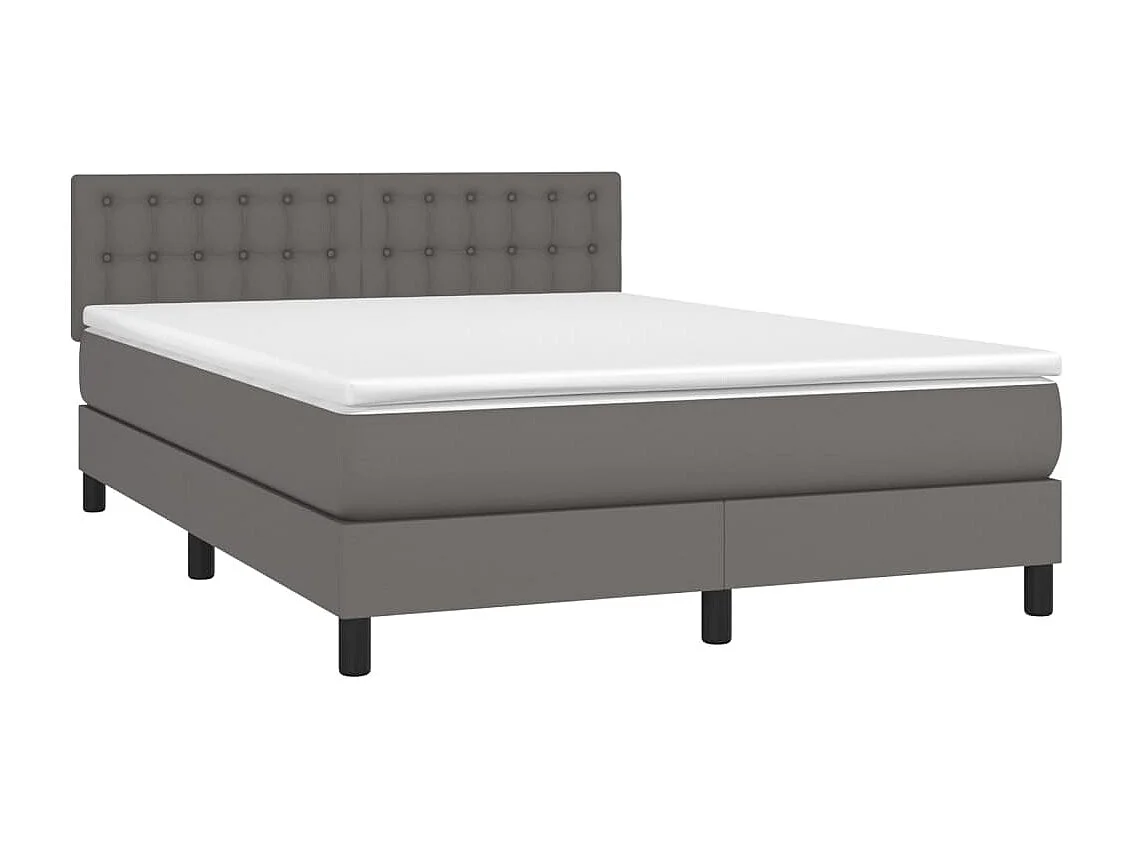 Sommier à lattes de lit avec matelas et LED Gris 140x190
