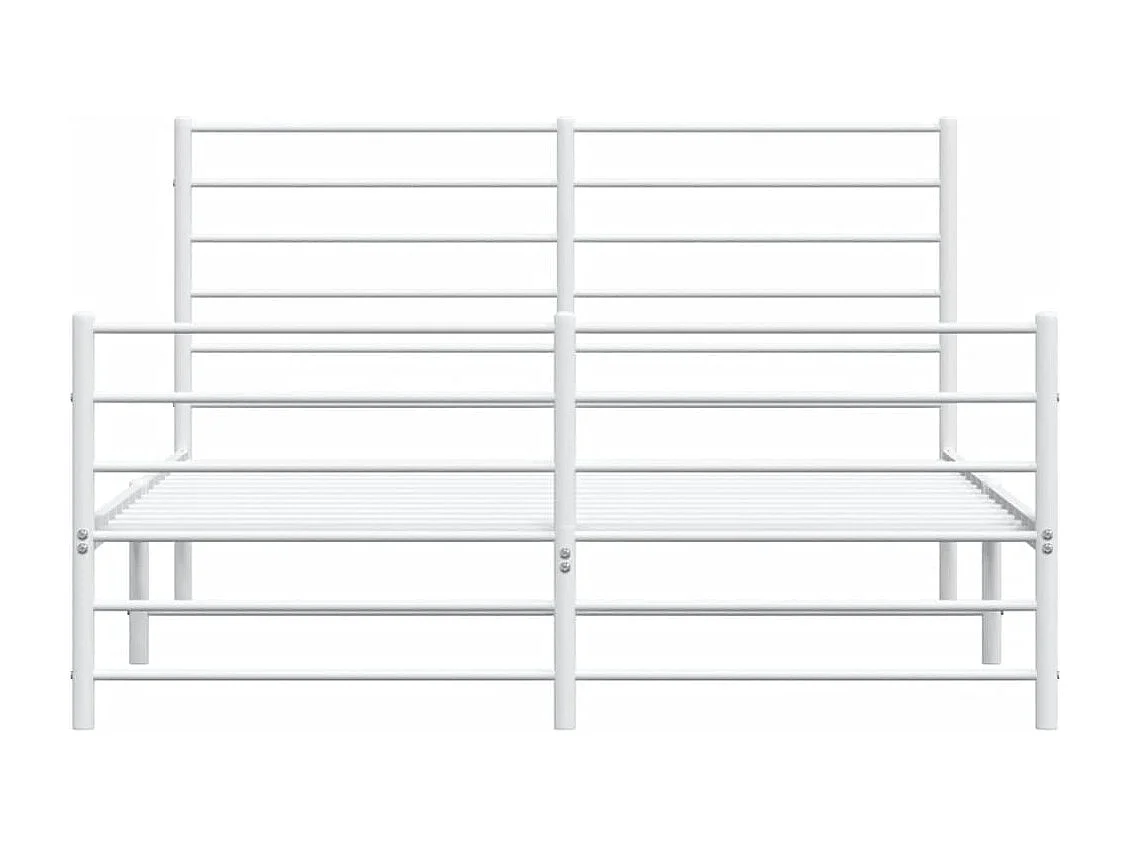 Cadre de lit métal avec tête de lit-pied de lit blanc 150x200