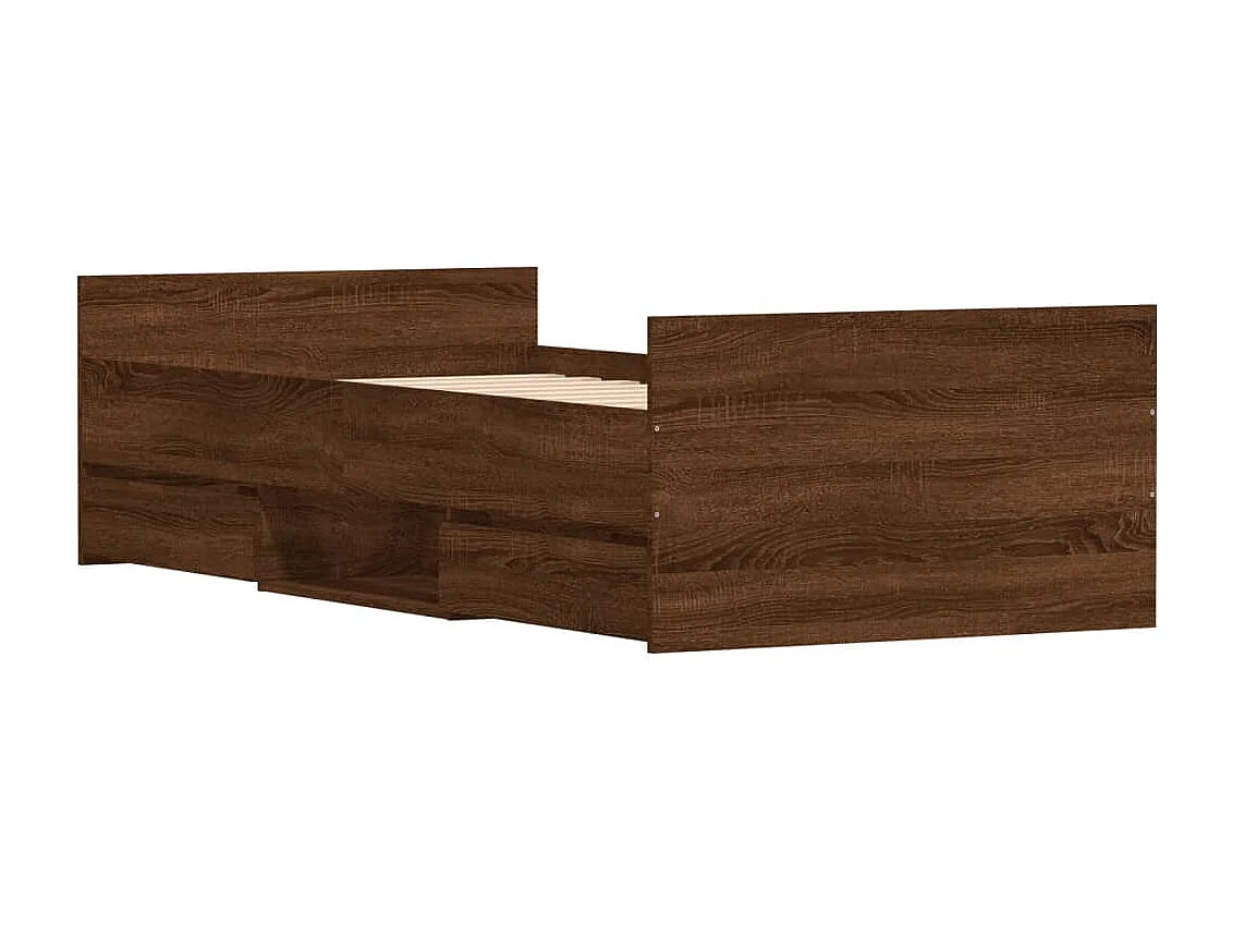 Cadre de lit tête de lit et pied de lit chêne marron 100x200