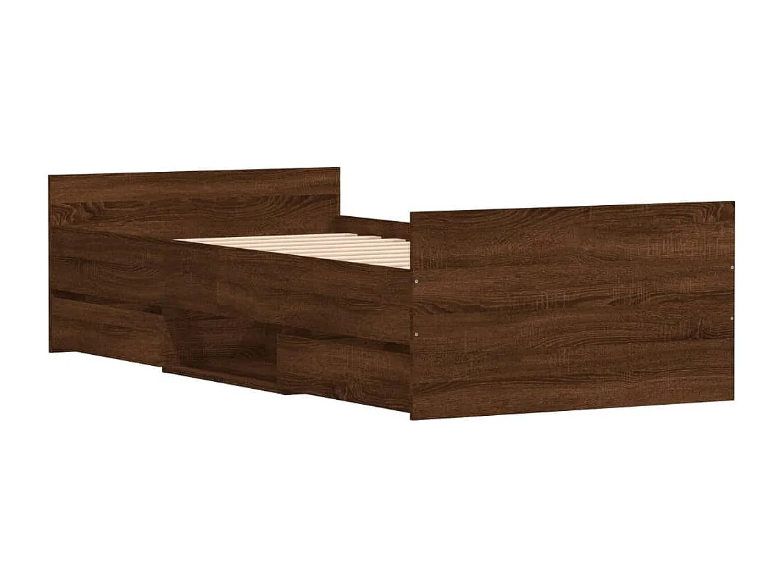 Cadre de lit tête de lit et pied de lit chêne marron 100x200