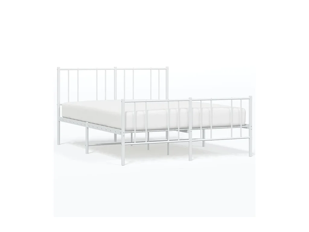 Cadre de lit métal avec tête de lit-pied de lit blanc 140x190