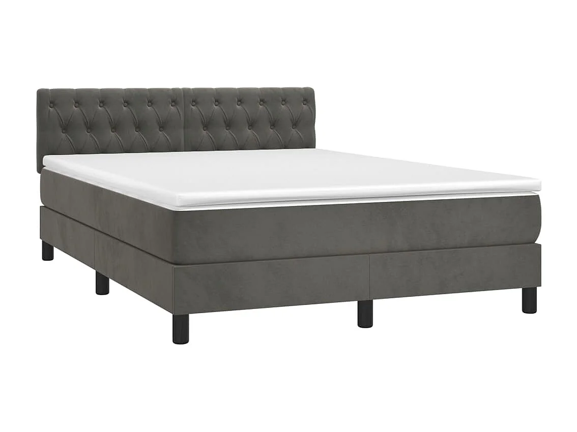 Sommier à lattes de lit avec matelas LED Gris foncé 140x190