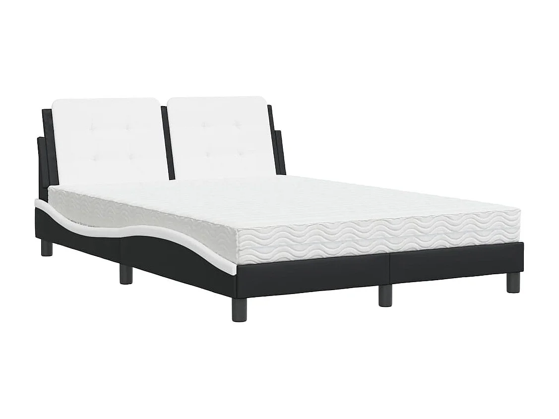 Lit avec matelas noir et blanc 140x190 similicuir