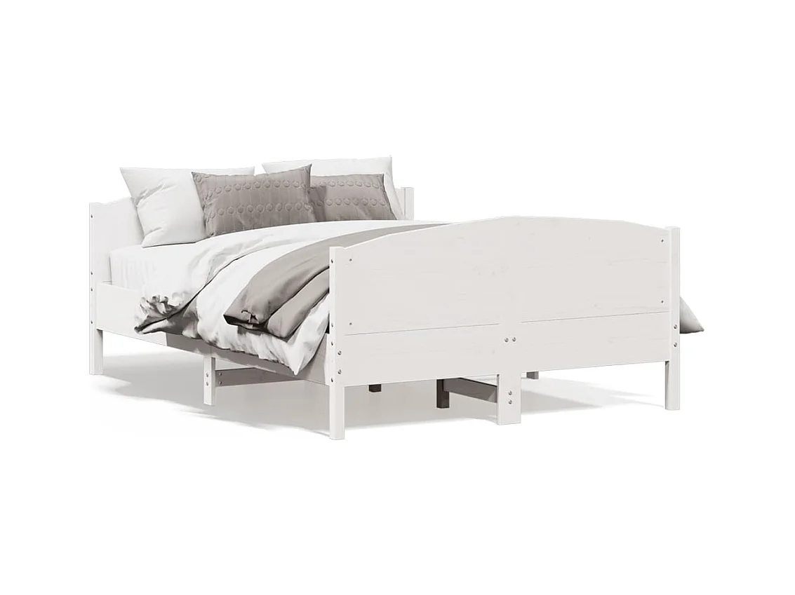 Cadre de lit avec tête de lit blanc 160x200 bois pin massif