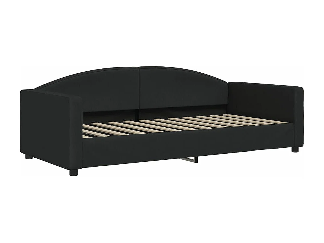 Lit de jour avec matelas noir 90x200 tissu