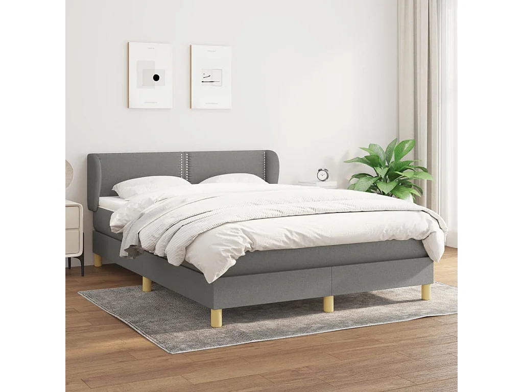 Sommier à lattes de lit avec matelas Gris foncé 140x190 Tissu
