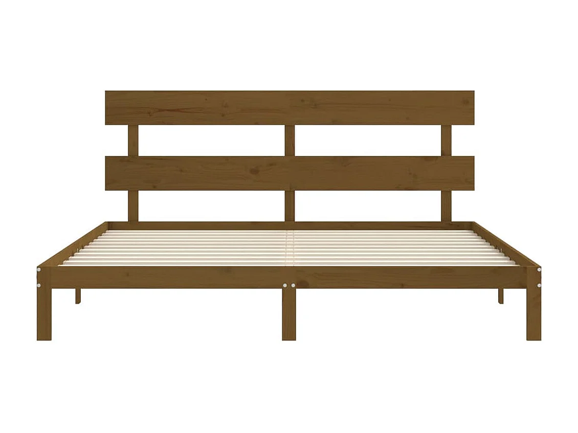 Cadre de lit avec tête de lit marron miel 200x200 bois massif