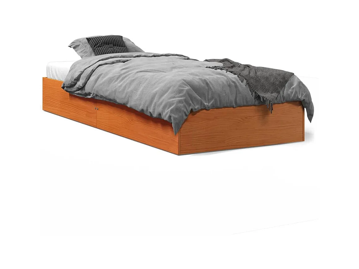 Cadre de lit marron 90x190 bois de pin massif