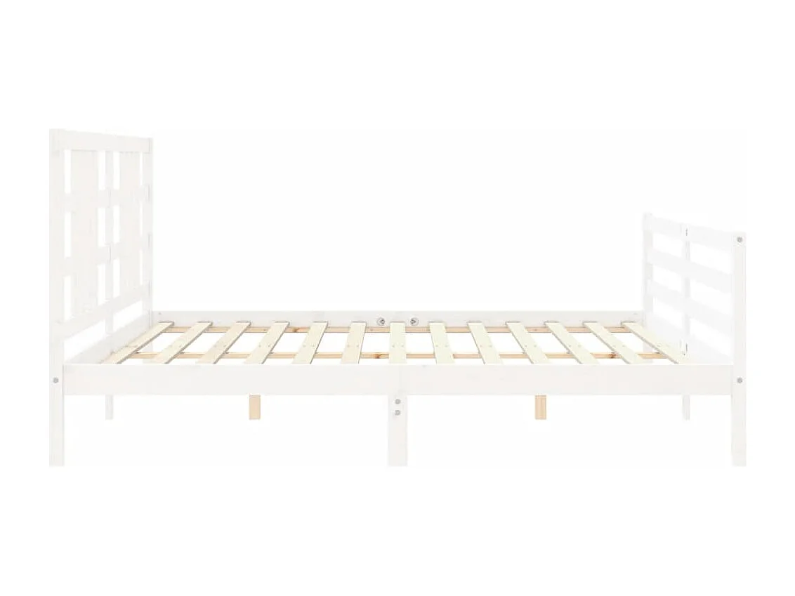 Cadre de lit avec tête de lit blanc 200x200 bois massif