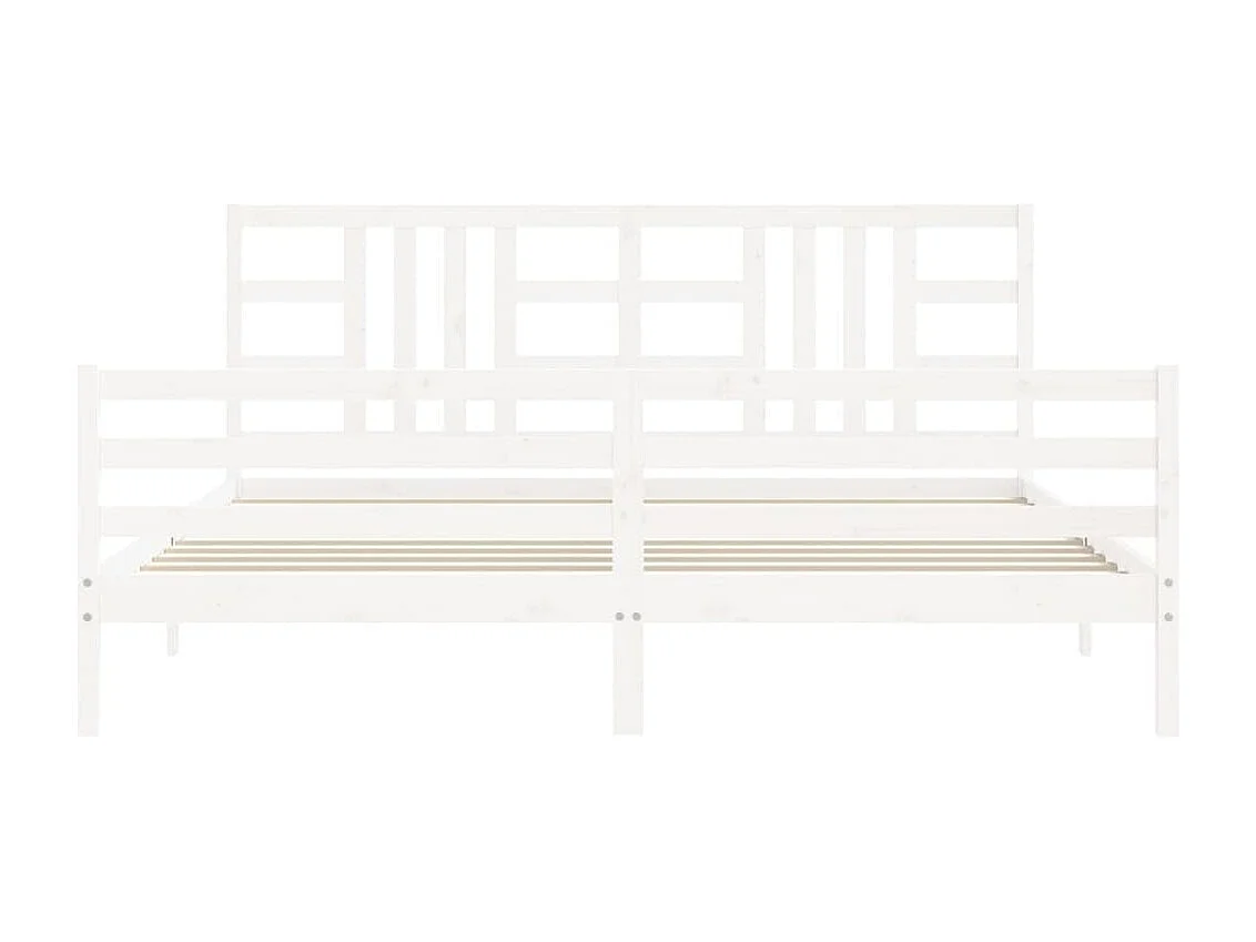 Cadre de lit avec tête de lit blanc 200x200 bois massif