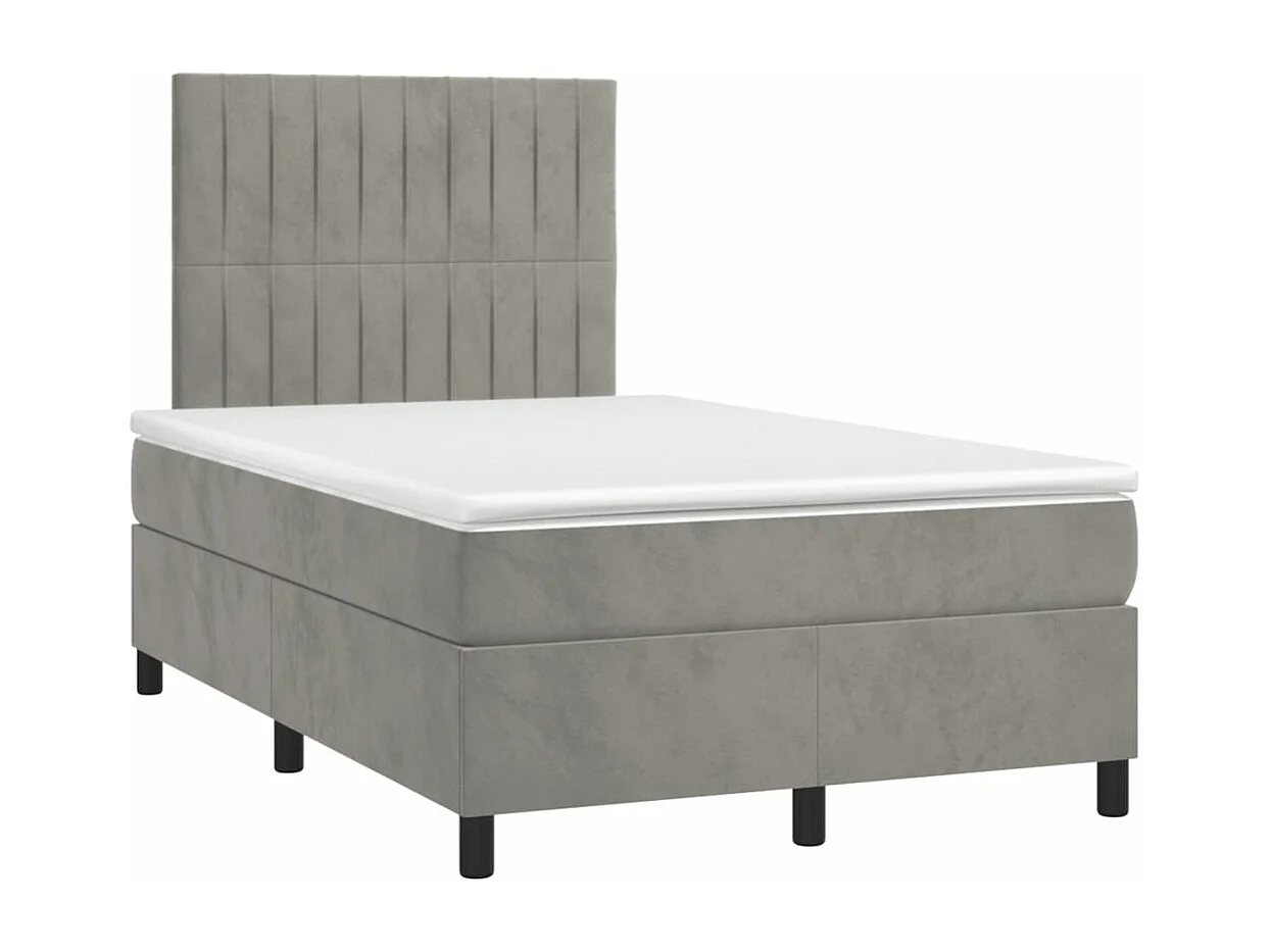 Sommier à lattes de lit avec matelas LED Gris clair 120x200