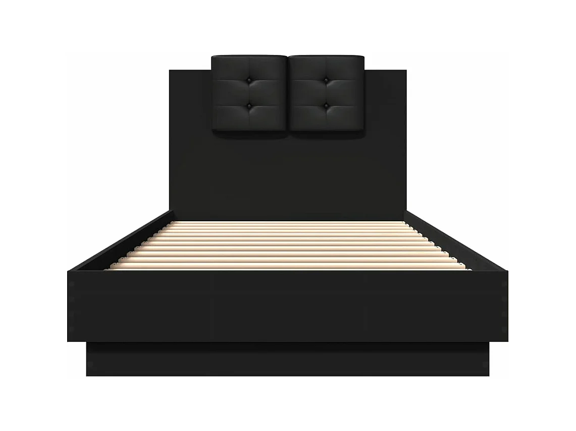 Cadre de lit avec tête de lit et lumières LED noir 100x200