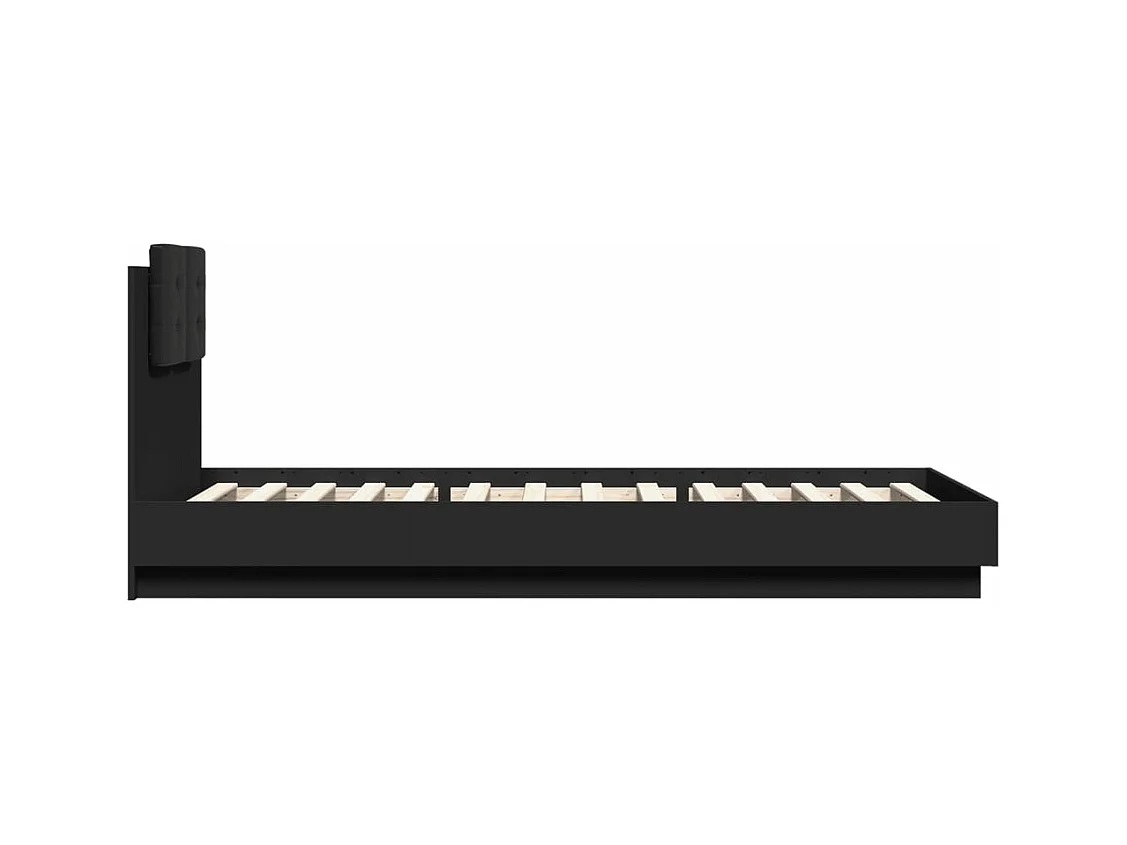 Cadre de lit avec tête de lit et lumières LED noir 100x200